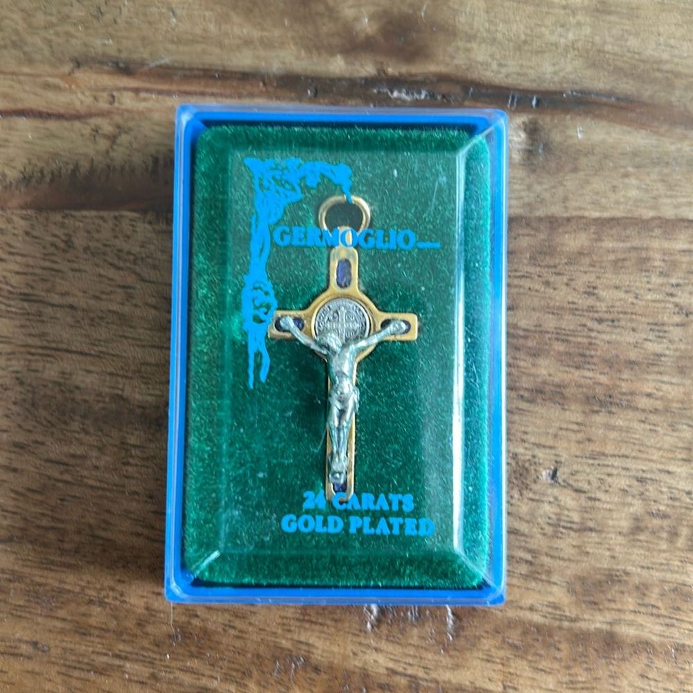 NWOT St. Benedict 24 Carat Gold Plated Medallion